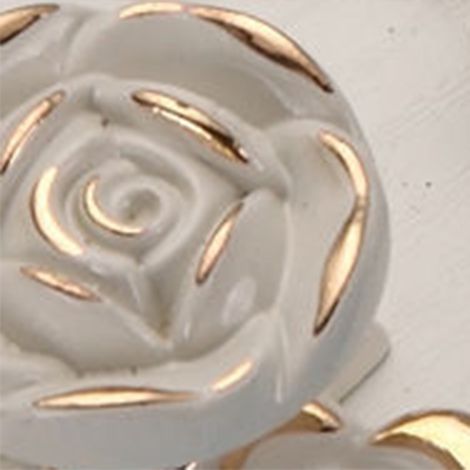 Poignées de tiroir Euro Rose, style vintage raffiné, en alliage de zinc, motif floral 3D, couleur ivoire avec bordure dorée, idéales pour la cuisine, la chambre et la salle de bain. (1/5)