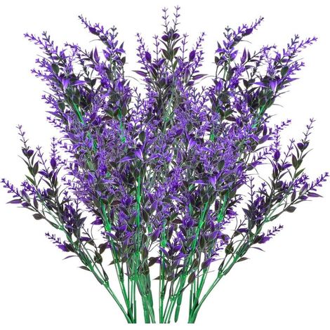 Bouquet de fleurs de lavande artificielles 6 pièces Plastique durable Décoration intérieure et extérieure Violet (1/5)