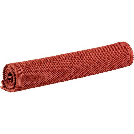 Tapis de Bain Uni en Coton Jacquard Doux et Résistant Coloris Rooibos 54 x 110 cm - PANGIVO (1/3)