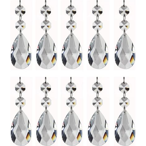 Pendentif En Cristal - Goutte De Verre Optique Transparent - Décoration Intérieure Extérieure Solaire - Pour Rideaux De Perles Lustres Mariage - Lot De 12 Pièces (1/5)