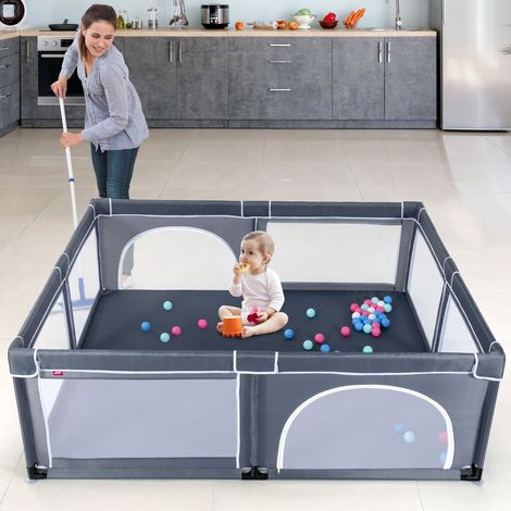 Parc de Jeu pour Bébé Géant avec 50 x balles Porte à Zip Pieds avec Ventouses 206 x 185,5 x 68 CM Maison Chic (1/4)