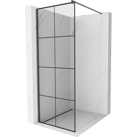 Mexen Kioto Walk-in Duschwand 80 x 200 cm, schwarzes Muster 8 mm, gebürstet gun gray - 800-080-101-6