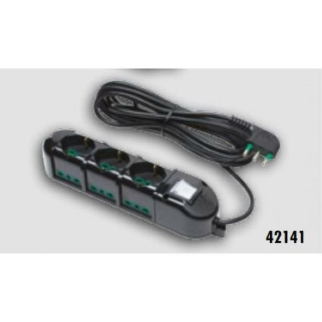 Fanton multipresa triax con interruttore luminoso 3 prese bipasso italo/tedesche e 6 prese bipasso italiane laterali cavo 5mt 42141