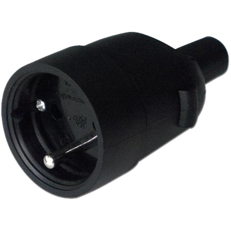 Electraline – Fiche femelle caoutchouc 2P+T 16A 250V – Résistante pour environnements humides – Idéale pour chantiers extérieurs – Indice de protection IP40