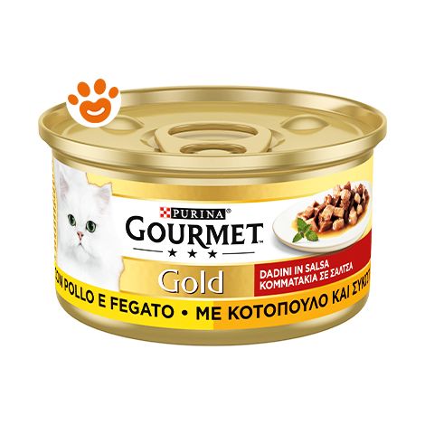 Purina Cat Gourmet Gold Dadini con Fegato e Pollo - Purina Cat Gourmet Gold Dadini con Fegato e Pollo - Lattina Da 85 Gr