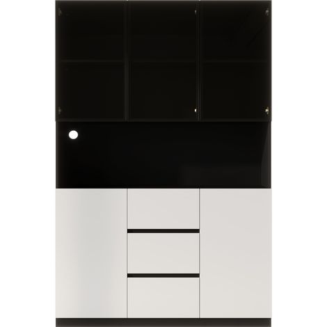 Vetrina in vetro con LED 120x40x200 cm in MDF, 3 cassetti, 2 ante e ripiani (1/5)