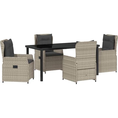Maison Exclusive - Set da Pranzo per Giardino 5 pcs Grigio chiaro polyrattan (1/5)