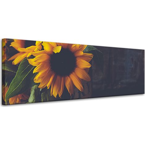 Leinwanddruck Sonnenblumen Vintage 120x40