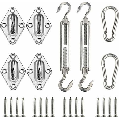 Fixations d'ombrage de Voile, Kit de Fixation pour Voile de Jardin, Kit de Fixation Voile d'ombrage, Kit de Fixation de Voile Solaire pour l'installation de Voile Accessoires (1/5)