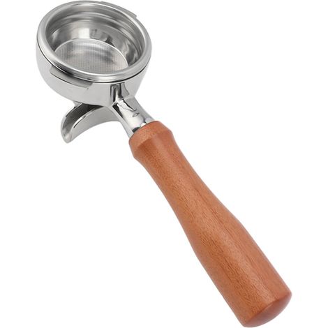 Porte-filtre à café 58 mm en acier inoxydable, 2 oreilles, porte-filtre amovible avec poignée en bois et double bec verseur pour machine à café Nuova Style 4 (1/5)