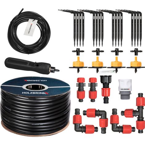 HOLZBRINK Start Set Gewächshaus Bewässerung Bewässerungssystem inkl. 30 m LDPE Verlegerohr 16 mm, 4x Tropfer 2l/h, HTB-10-G-30