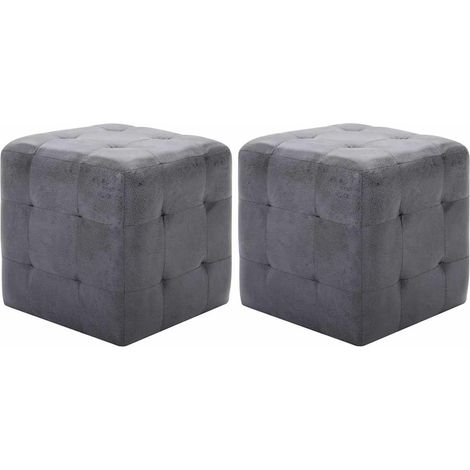 Mesitas de noche 2 uds piel de ante artificial gris 30x30x30cm vidaXL (1/5)
