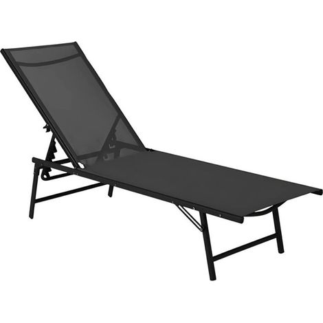 TRADE SHOP - Lettino Sdraio Mare Prendisole Reclinabile Pieghevole Praiano Piscina Sedia In Textilene - Nero