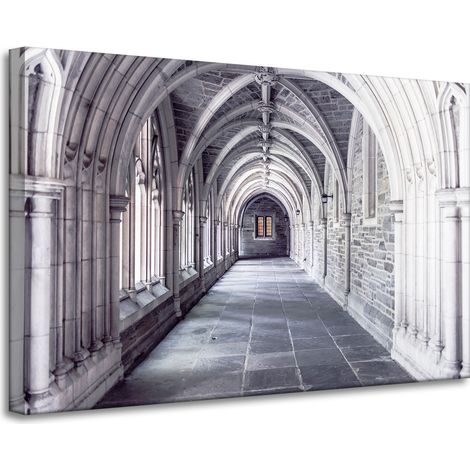Leinwandgemälde Architektur Korridor Bögen 90x60 Stil Barock