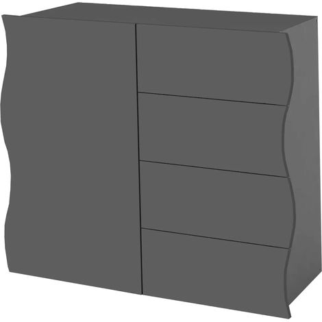 Madia Salvaspazio 1 Anta 4 Cassetti Credenza Legno Antracite Report (1/4)