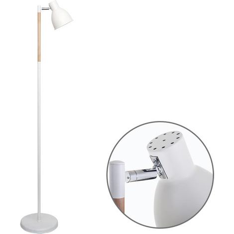 Lámpara de Pie DELZA 1xE27 Al.147xD.33cm Blanco/Madera Natural (1/2)