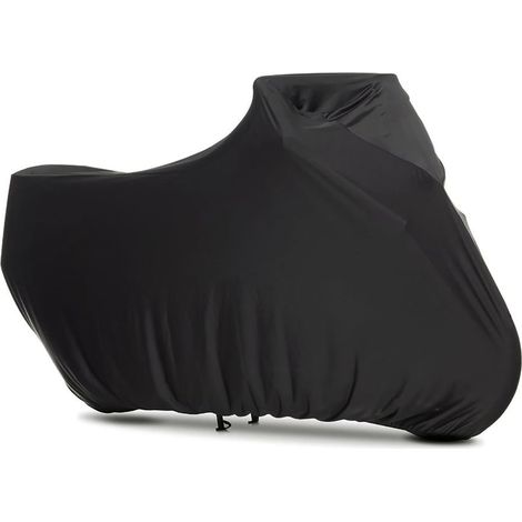 Motorcycle Cover Elastic Breathable Fabric Protective Cover for Interior of Motorcycle 265 x 105 x 125 cm – Black (1/5)