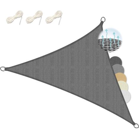 Voile d'Ombrage Triangulaire - 1 Pièce - HDPE Respirant - Protection UV et Intempéries - Jardin Terrasse Piscine - 6x6x6 m Anthracite (1/5)