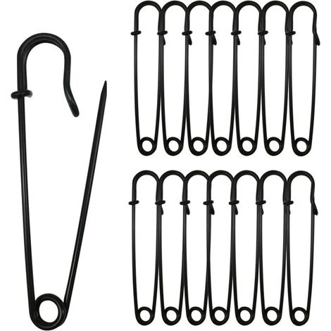Lot de 30 épingles de sûreté de 7,5 cm - pour vêtements, cuir, toile, couvertures, loisirs créatifs, jupes, kilts - épingles de sûreté extra-larges et robustes - Noires (1/4)