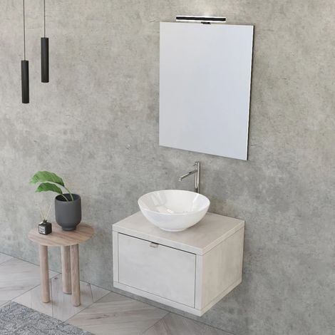 Mobile bagno sospeso 60 cm grigio nuvola Master lavabo 40 e specchio (1/5)