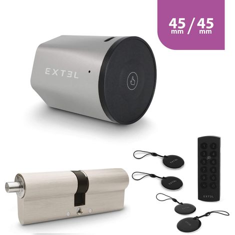 Extel Lock Smart Lock Set + Zylinder 45/45 mm + Funk-Tastatur + 2 zusätzliche Schlüsselkarten