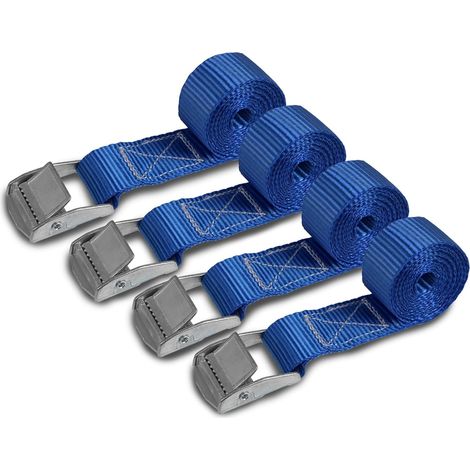 Sangle à griffe fixation bleue 1/2,5/4/6m charge 250kg DIN 12195-2, lot 4 pièces 2,5cm×1m (1/5)