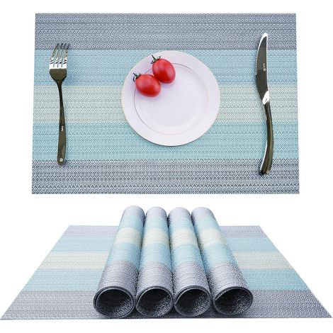 Set mit 6 waschbaren, rechteckigen Stoff-Tischsets 30 x 45 cm, moderne, wasserdichte Tischsets (1/5)