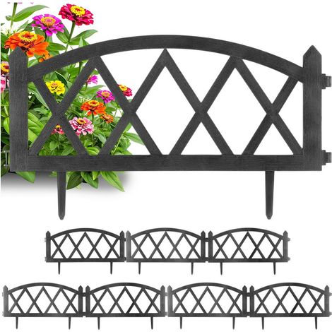 8 bordures de clôture de jardin grises, palissade, bordure de pelouse 456 cm (1/5)