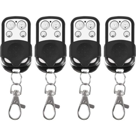 Télécommande 433MHz pour portail, télécommande porte-clés, 4 pièces 4 boutons clonage universel télécommande sans fil porte-clés 433 MHz pour porte de garage de voiture, porte de toit