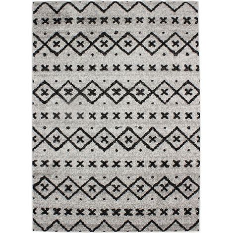 VENISE - Tapis toucher laineux imprimé motifs scandinaves gris 133x190 (1/4)