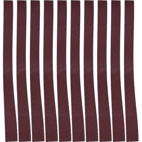 Lot de 10 bandes abrasives 760 x 25 mm pour ponceuse à bande, grain 60-180 (80) (1/4)