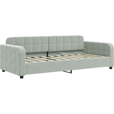 Lit simple，Lit adulte，Lit de repos sans matelas gris clair 90x190 cm velours CFW40110 (1/5)