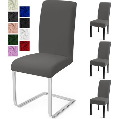Housse de Chaise Salle à Manger 4PCS Housse de Chaise Universel Couverture de Chaise Extensible Housse Chaise Moderne Protection de Chaise Housse de Protection pour Hotel Cuisine Décor(Gris,4PCS) (1/5)