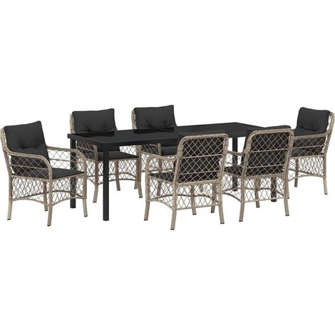Maison Exclusive - Set da Pranzo per Giardino 7 pcs Grigio chiaro polyrattan