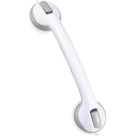 Haltegriff für Bad und Dusche, stabiler 40 cm Duschgriff mit Saugnapf, abnehmbarer und wasserdichter Haltegriff für die Badewanne, grau und weiß, für ältere Menschen und Schwangere