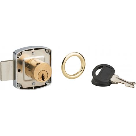 Serratura da applicare per porte di mobili, asse 20 mm, 40 x 40 mm, nichelato, 2 chiavi – THIRARD (1/2)