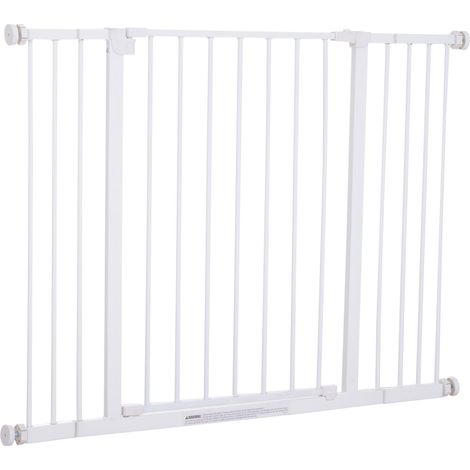 Treppenschutzgitter Metall Türschutz Absperrgitter Bohrfrei Verstellbar 76-107X76Cm Weiß