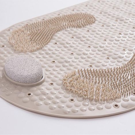 Tapis de douche antidérapant en PVC 40 x 80 cm avec pierre ponce amovible et ventouses (1/4)