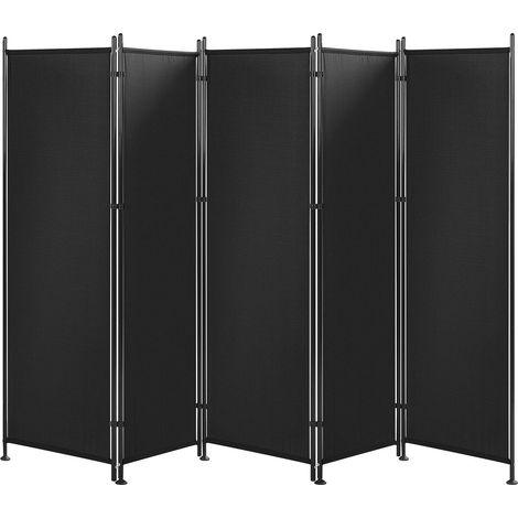 Paravent Schwarz 267 x 170 cm 5-teiliges aus Polyester und Stahl Freistehend Wohnzimmer Schlafzimmer Innen- und Außenbereich Elegant Modern (1/5)