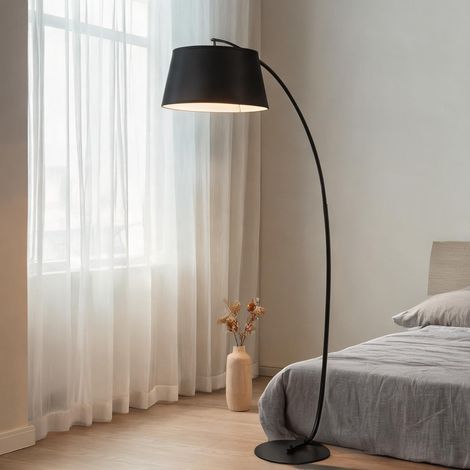 Lampadaire arche en métal noir abat-jour en lin 105 x 47 x 190 cm (1/5)