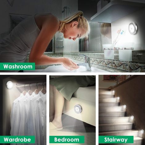 EASYCOMFORT Lampes de Placard à Détecteur de Mouvement - LED sans Fil Alimentées par Batterie - Éclairage Couloir, Chambre à Coucher, Cuisine - Pack de 3 Blancs (1/4)