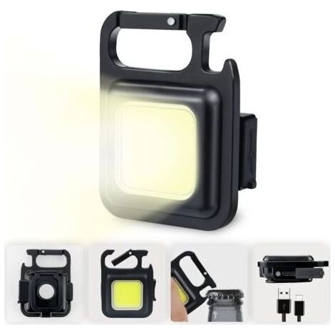 Mini lampe de travail LED, rechargeable, lampe torche magnétique portable ultra-lumineuse de 800 lumens, petite lampe torche porte-clés étanche pour les réparations en camping, lampe de secours [Class (1/4)