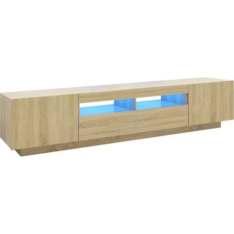 Armario TV con luces LED color roble Sonoma 200x35x40 cm vidaXL