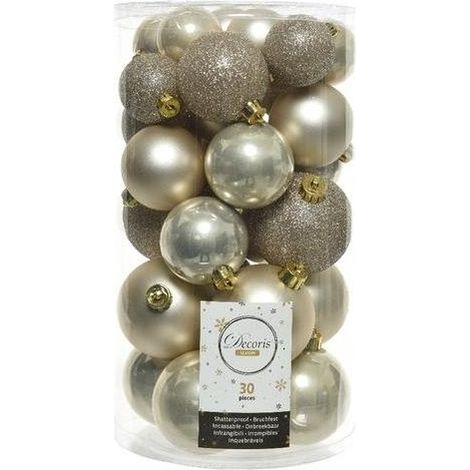 30 PALLINE DI NATALE PERLA OPACO/LUCIDO/GLITTER ADDOBBI DECORO (1/5)