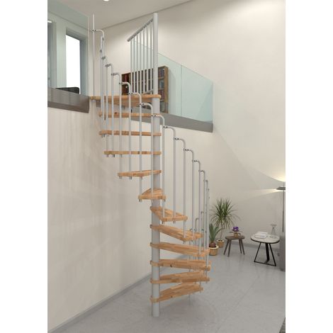 Minka Spindeltreppe Paris 38 - 282cm Geschosshöhe Buche Weiß 140cm Durchmesser
