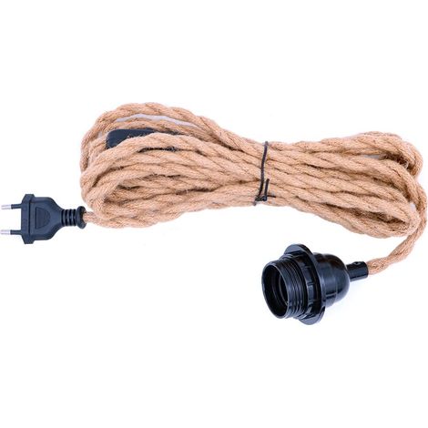 Kit de suspension vintage de 4,6 m avec cordon de chanvre torsadé et interrupteur à prise en tissu pour lampe E26 E27 pour la ferme et la cuisine (1/5)