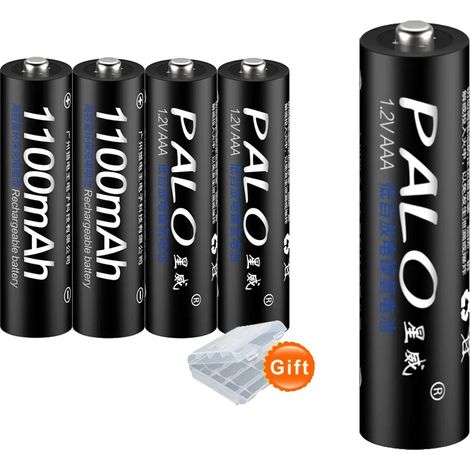 Piles AAA Rechargeables, Capacité de 1100mAh, Chargeur Rapide Compatible, 4 piles AAA (1/2)