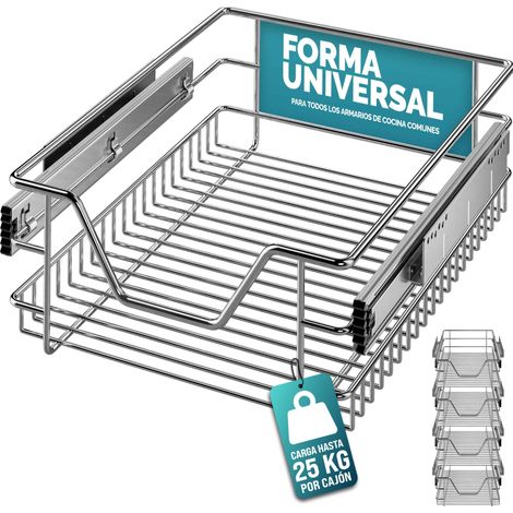 CASARIA® Cajón Telescópico Extraíble para Muebles Armarios de Cocina 30cm/40cm/50cm/60cm 40cm. Set of 4 (en)