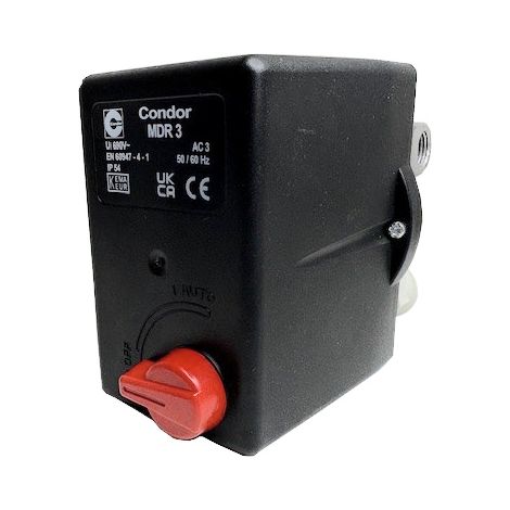 Condor Druckschalter MDR 3/11 Anschluss F4 G1/2 690V 10.A inkl. Entlasstungsventil (1/5)