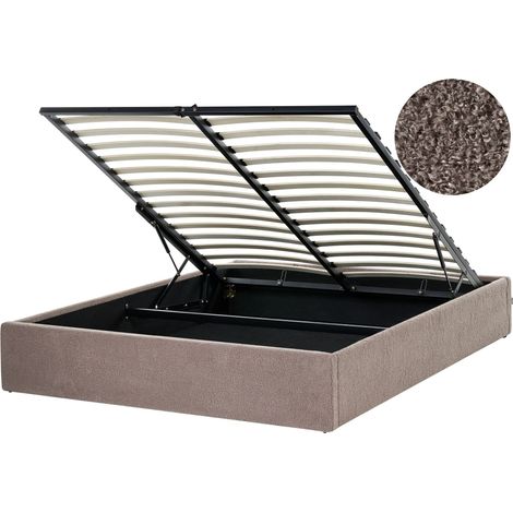 Ottoman Bed without Headboard Boucle DINAN 160 x 200 cm (EU King Size) Taupe (1/5)